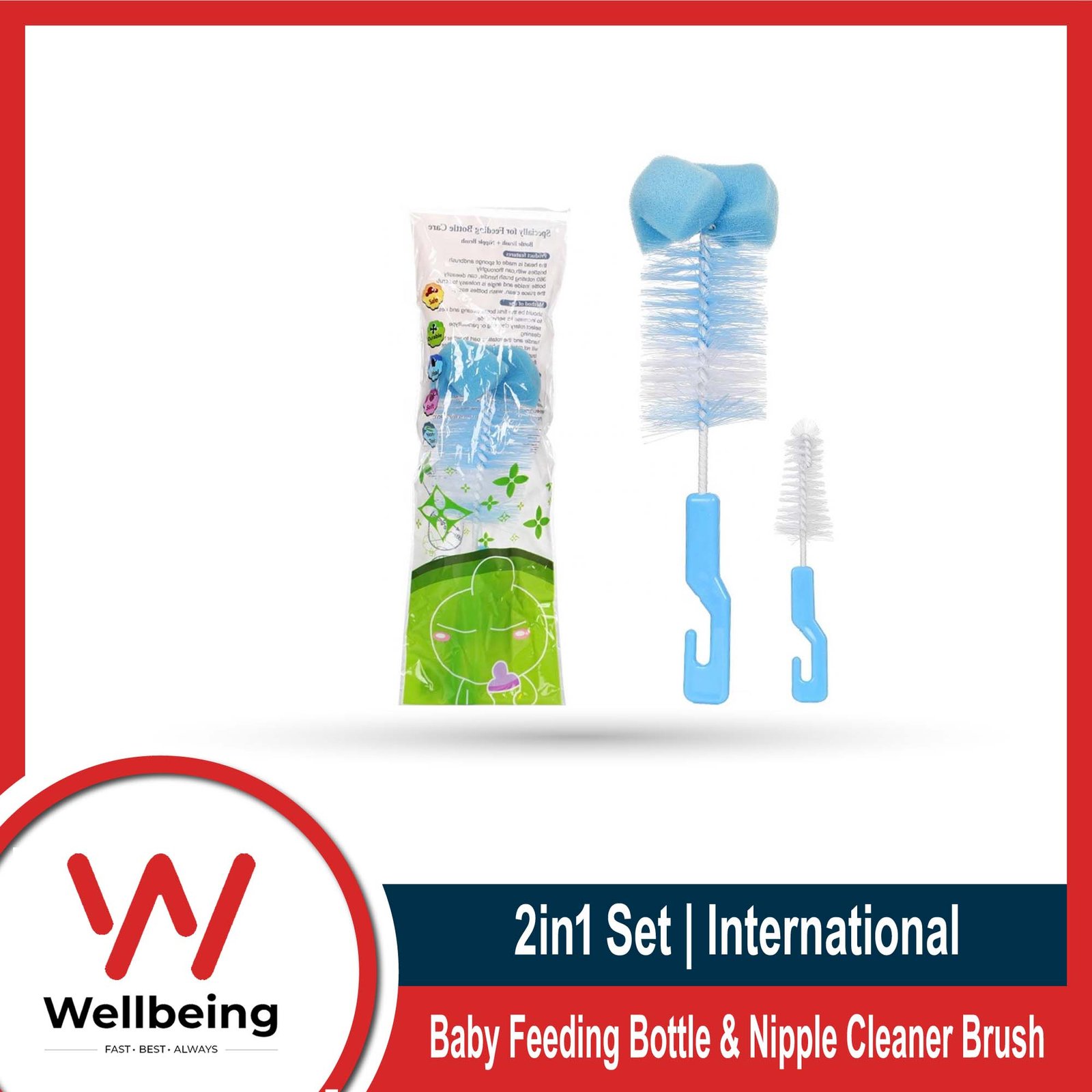 Baby Feeding Bottle & Nipple Cleaner Brush 2in1 Set